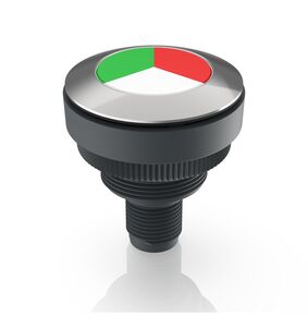 Tryckknapp 30mm flerfärgad 1NO momentan FLEXLAB rostfri ring M12 A 5P